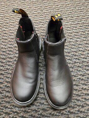 Dr Martens Youth 2976 Wildhorse Leather Chelsea Boots Black Size 3 Kids Zipper